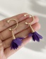 Fashion Purple Alloy Mesh Flower C Shape Stud Earrings