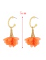 Fashion Orange Alloy Mesh Flower C Shape Stud Earrings