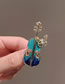 Fashion Blue Bronze Zirconium Butterfly Violin Brooch