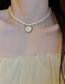 Fashion Necklace - Gold Color Style Ii Pearl Beaded Oval Necklace