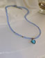 Fashion Blue Crystal Beaded Heart Necklace