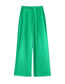 Fashion Green Solid Silk-satin Wide-leg Straight-leg Trousers