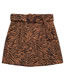Fashion Brown Geometric Print Belted Skirt