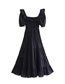 Fashion Black Solid Lace Square Neck Dress