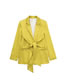 Fashion Yellow Solid Bow-embellished Silk-satin Blazer