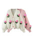 Fashion Beige Tulip V-neck Single-breasted Knit Sweater Jacket