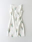 Fashion White Cotton One-shoulder Printed Dress