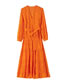 Fashion Orange Cotton Cutout Embroidered V-neck Dress