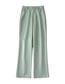 Fashion Green Faux Leather Pu Leather Straight Trousers