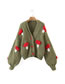 Fashion M Beige Mushroom Knit Single-breasted Sweater Jacket