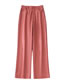 Fashion Pink Faux Leather Pu Leather Straight Trousers