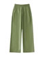 Fashion Green Faux Leather Pu Leather Straight Trousers