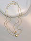 Fashion Gold Titanium Acacia Bean Geometric Double Layer Necklace