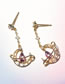 Fashion Rose Gold Brass Moon Drop Earrings