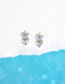 Fashion Blue Copper Diamond Flower Stud Earrings