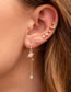 Fashion Gold Brass Inset Zirconium Star And Moon Chain Stud Earrings Set