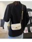 Fashion Black Pu Embroidered Thread Lock Flap Crossbody Bag