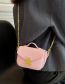 Fashion Pink Pu Lock Pebbled Flap Crossbody Bag
