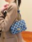 Fashion Blue Pu Denim Check Flap Flap Crossbody Bag