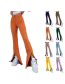 Fashion Orange Solid Color Slit Flared Trousers