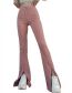Fashion Pink Solid Color Slit Flared Trousers