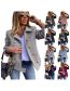 Fashion Sky Blue Polyester Long Sleeve Double Breasted Blazer