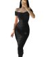 Fashion Black Solid Color One-shoulder Pleated Dress
