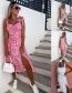 Fashion Pink Polyester Print Slit Dress