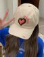 Fashion Beige Cotton Detachable Heart Embroidered Paste Baseball Cap