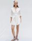 Fashion White Embroidered Lace-up Dress