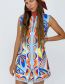 Fashion Color Printed Sleeveless Dress