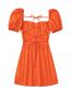 Fashion Orange Cotton Pleated Square Neck Dress