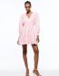 Fashion Pink Cotton V-neck Neck Waist Dress