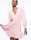 Fashion Pink Cotton V-neck Neck Waist Dress