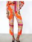 Fashion Orange Geometric Print Trousers
