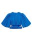 Fashion Blue Cotton Puff Sleeve Cutout Cropped Top