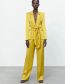 Fashion Yellow Silk Satin Lapel Knotted Blazer