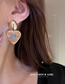 Fashion 8# Orange Geometric Crystal Heart Stud Earrings