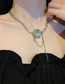 Fashion Necklace - Silver Alloy Inlaid Zirconium Stitching Dragon Jade Pendant Necklace