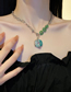 Fashion Necklace - Green Alloy Stitching Dragon Shaped Jade Necklace