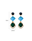 Fashion Blue Alloy Pearl Emerald Diamond Earrings