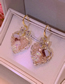 Fashion Ear Hook - Gold Copper Inlaid Zirconia Bow Heart Stud Earrings