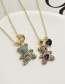 Fashion Purple Bronze Heart Zirconium Bear Necklace