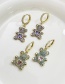 Fashion Purple Bronze Heart Zirconia Bear Earrings
