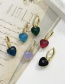 Fashion Navy Blue Bronze Heart Zirconia Earrings