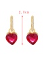 Fashion Red Bronze Heart Zirconia Earrings