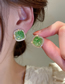 Fashion Green Alloy Crystal Zirconium Geometric Square Stud Earrings
