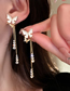 Fashion Gold Color Bronze Zirconium Tassel Butterfly Drop Earrings