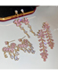 Fashion Pink (fish Bone) Brass Diamond Fishbone Tassel Earrings