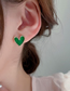 Fashion Green Alloy Geometric Heart Stud Earrings